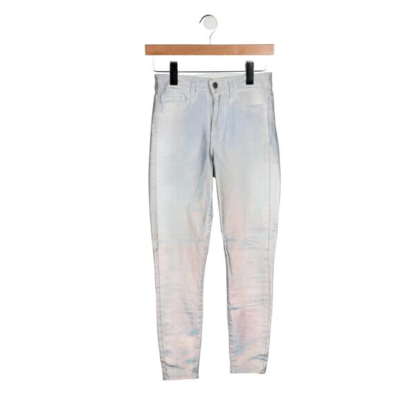 L'AGENCE Margot Iridescent Metallic Silver Skinny Jeans – Size XS - Picture 1 of 7
